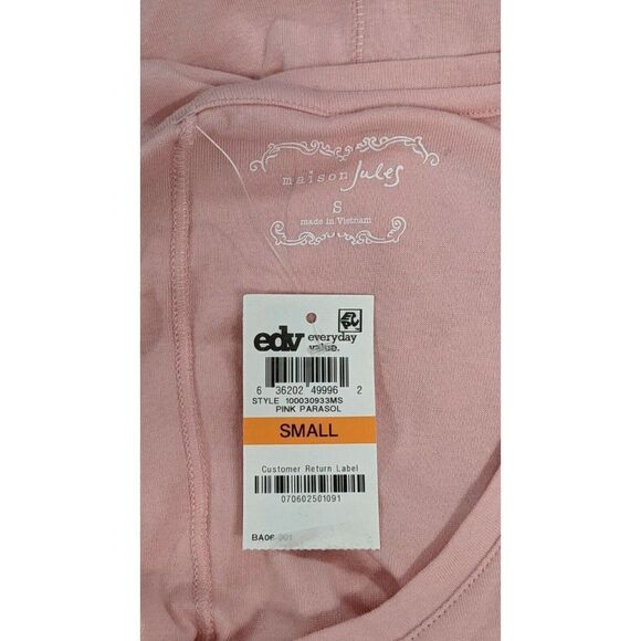 Maison Jules Womens Size Small Pink Scoop Neck Long Sleeves Pullover T Shirt - Picture 6 of 7